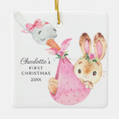Special Delivery Baby's First Christmas Bunny Keramikornament (Vorderseite)