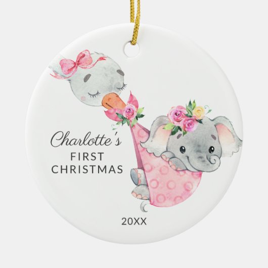 Special Delivery Baby's First Christmas Elephant Keramik Ornament (Vorne)
