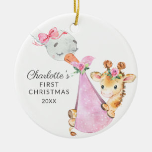Special Delivery Baby's First Christmas Giraffe Keramik Ornament