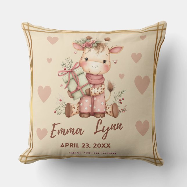 Special Delivery Christmas Giraffe Baby Shower Kissen (Vorderseite)