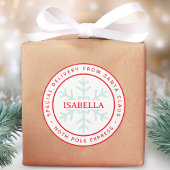 Special Delivery from Santa North Pole Kid Name Runder Aufkleber