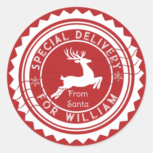 Special Delivery from Santa Sticker Custom Name (Vorderseite)