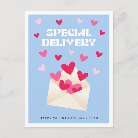 Special delivery Hearts Envelope Valentine's Day Postkarte (Vorderseite)