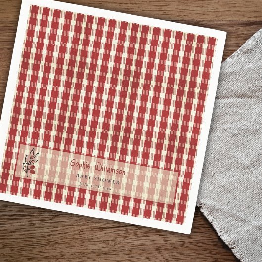 Special Delivery Italian Red Plaid Baby Shower  Serviette