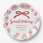 Special Delivery Italian Whimsical Bow Baby Shower Pappteller (Vorderseite)