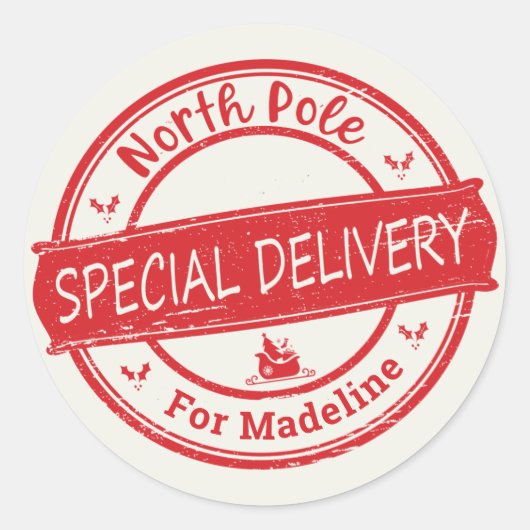 Special Delivery Nord Pole Runder Aufkleber (Vorderseite)