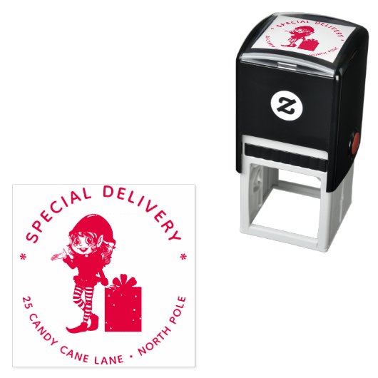 Special Delivery North Pole Elf Weihnachtsgeschenk Permastempel (Beispiel)