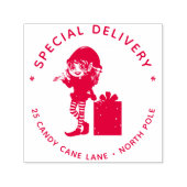Special Delivery North Pole Elf Weihnachtsgeschenk Permastempel (Design)