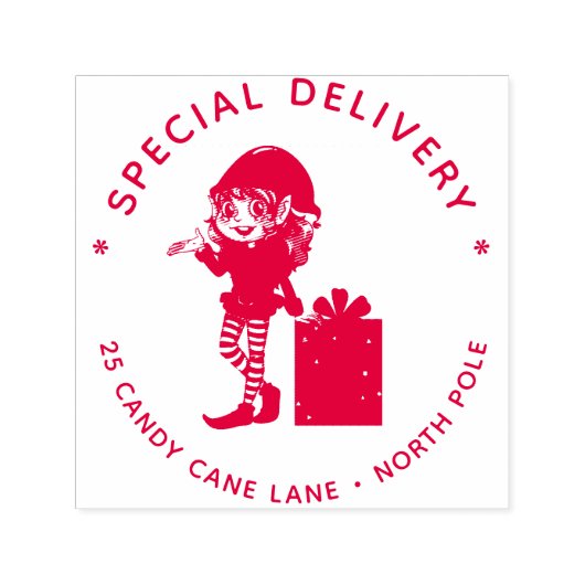 Special Delivery North Pole Elf Weihnachtsgeschenk Permastempel (Design)