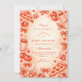 Special Delivery Pizza Baby Shower Einladung (Vorderseite)