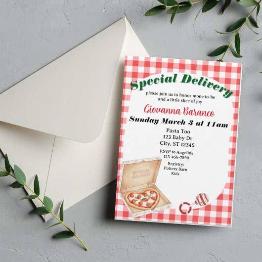 Special Delivery, Pizza Baby Shower Invitation Einladung