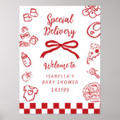 Special Delivery Pizza Baby Shower Welcome Poster (Vorne)