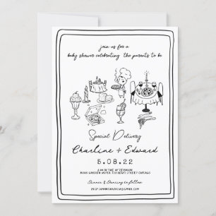 Special Delivery Pizza Doodle Baby Dusche Junge Einladung