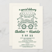 Special Delivery Pizza Doodle Baby Dusche Junge Einladung (Vorne/Hinten)