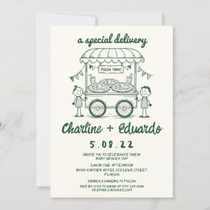 Special Delivery Pizza Doodle Baby Dusche Junge Einladung
