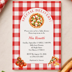 Special Delivery Pizza Italienische Babyparty Einladung