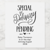 Special Delivery Pregnancy Reveal New Grandparents Weinetikett (Einzelnes Label)