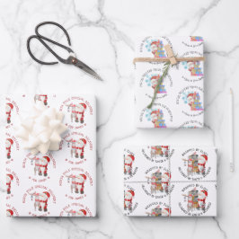 Special Delivery Santa Briefmarke Set von 3 Geschenkpapier Set