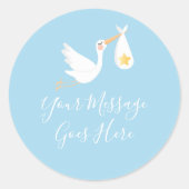Special Delivery Stork Gold Star Baby Blue Runder Aufkleber (Vorderseite)