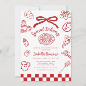 Special Delivery Whimsical Bow Pizza Baby Shower Einladung (Vorderseite)