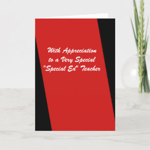 Special Ed Teacher Vielen Dank Red and Black Dankeskarte