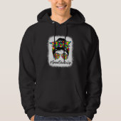 Special Educator Messy Bun Supporting Autism Aware Hoodie (Vorderseite)