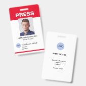 Special Event Guest Press Mitarbeiter I.D. Abzeich Ausweis (Vorder- & Rückseite)