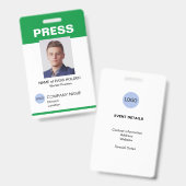 Special Event Guest Press Mitarbeiter I.D. Abzeich Ausweis (Vorder- & Rückseite)