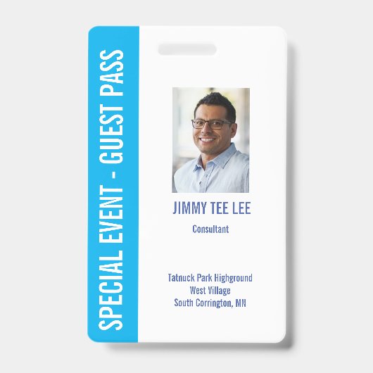 Special Event Security Foto Pass Ausweis (Vorderseite)