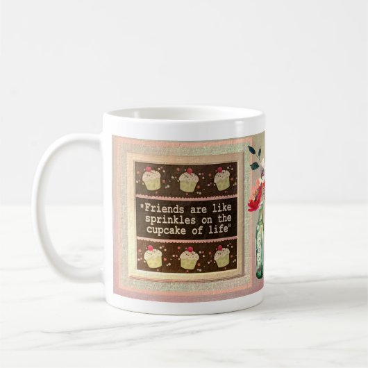 Special Friend Message Floral Bouquet Kaffeetasse (Links)