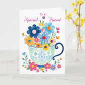 Special Friend Teacup & Flower Birthday Karte (Gelbe Blume)