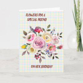 Special Friend Watercolor Floral Birthday Wishes Karte