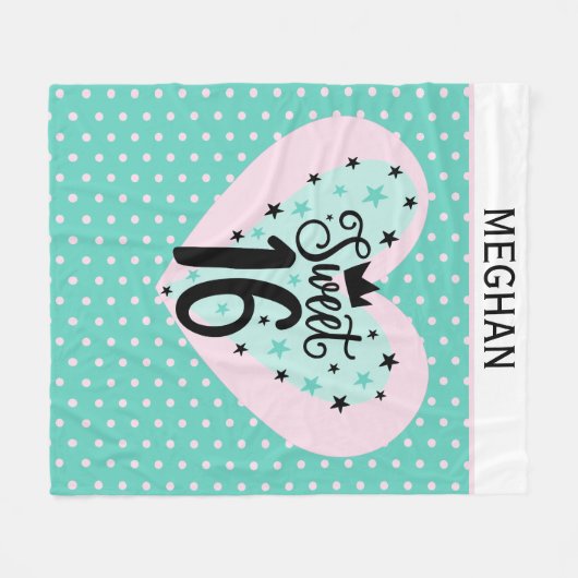 Special Gift! Personalized Sweet 16 Fleecedecke (Vorderseite (Horizontal))