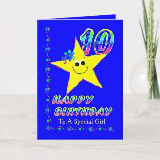 Special Girl 10th Brithday Stars Karte (Vorderseite)