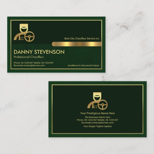 Special Gold Frame Emerald Green Layer, Chauffeur Visitenkarte (Vorne/Hinten)