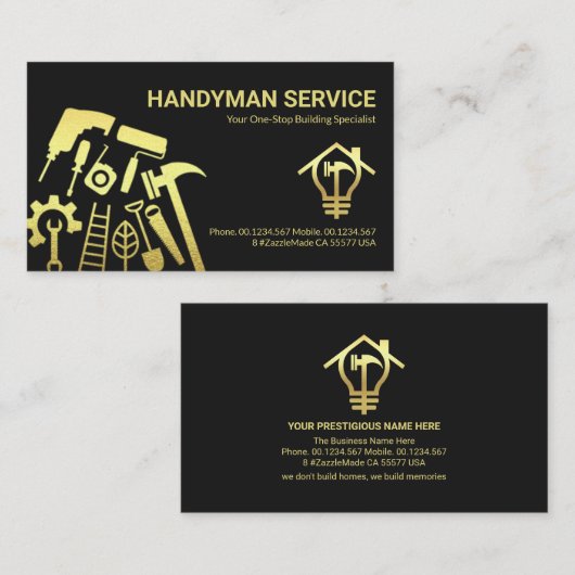 Special Gold Handyman Tools Visitenkarte (Vorne/Hinten)