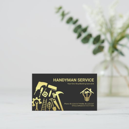 Special Gold Handyman Tools Visitenkarte (Stehend Vorderseite)