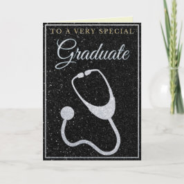 Special Graduate Silver Glitzer Doctor Card Karte