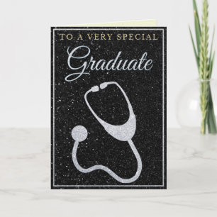 Special Graduate Silver Glitzer Doctor Card Karte