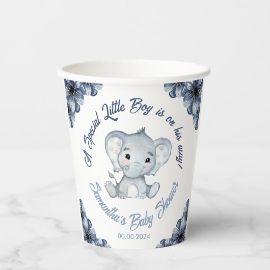 Special Little Boy auf seinem Weg Elephant Paper C Pappbecher (Vorderseite)