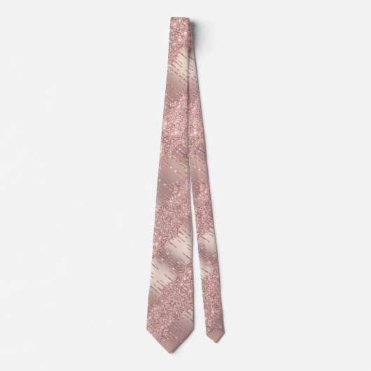 Special Neck Tie Rose Gold Blush Glitzer Tropfen Krawatte (Vorderseite)