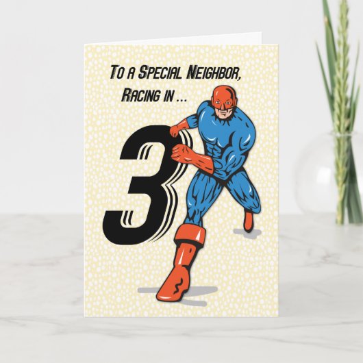 Special Neighbour 3. Geburtstagssuperhero Karte (Vorderseite)