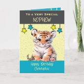 Special Nephew Tigerjungs graue Geburtstagskarte Karte (Vorderseite)