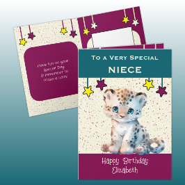 Special Niece Leopard Kinder aquamariner Geburtsta Karte