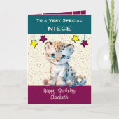 Special Niece Leopard Kinder aquamariner Geburtsta Karte (Vorderseite)