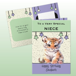 Special Niece tiger kids green Geburtstagskarte Karte