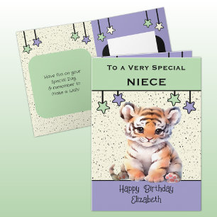 Special Niece tiger kids green Geburtstagskarte Karte