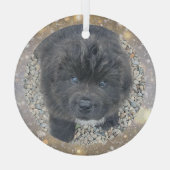 Special Order Gray Puppy Glass Ornament Aus Glas (Rückseite)