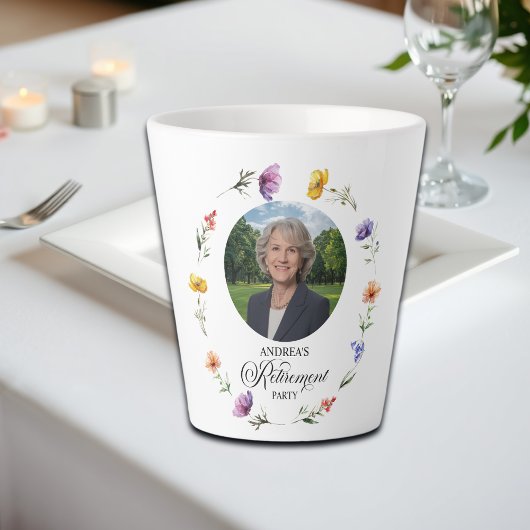 Special Photo Elegant Floral Retirement Party  Milchtasse