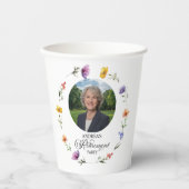 Special Photo Elegant Floral Retirement Party  Pappbecher (Vorderseite)